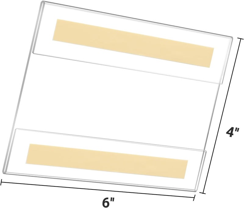 Ludery 4 x 6 inch Acrylic Sign Holder Wall Mount,Clear Wall Frame with Double Sided Adhesive Tape for Office, Home, Store, Restaurant, No Drilling - Horizontal (6 Pack) - Image 2
